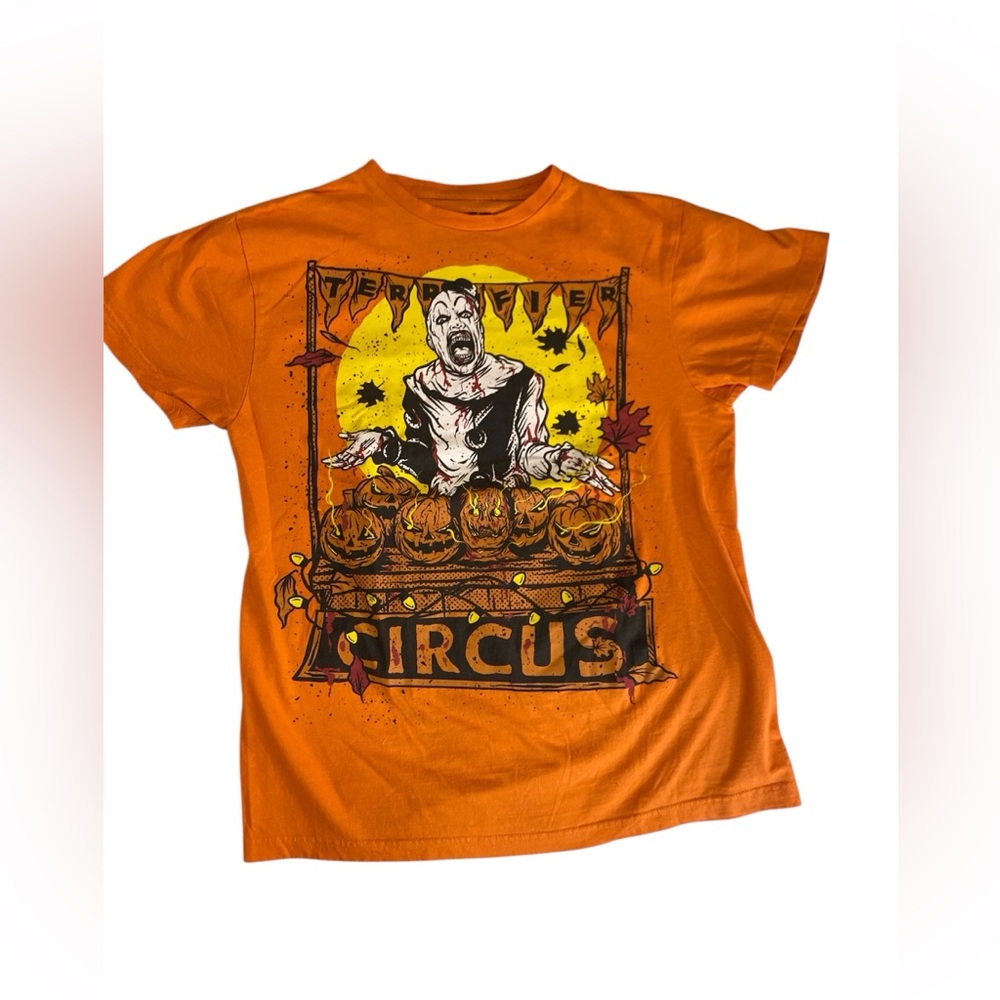 Terrifier Art the Clown "Circus" Halloween Horror Movie T-Shirt Orange Size M